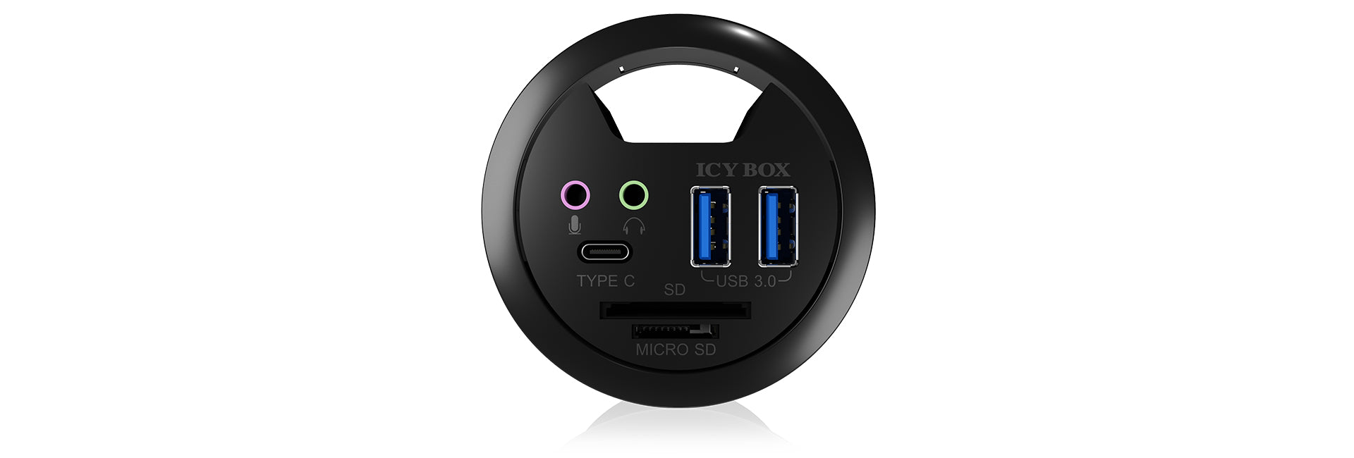 ICY BOX IB-HUB1404A USB-Hub – USB-A, 2× USB-A, 1× USB-C, SD/microSD, 3,5 mm Audio