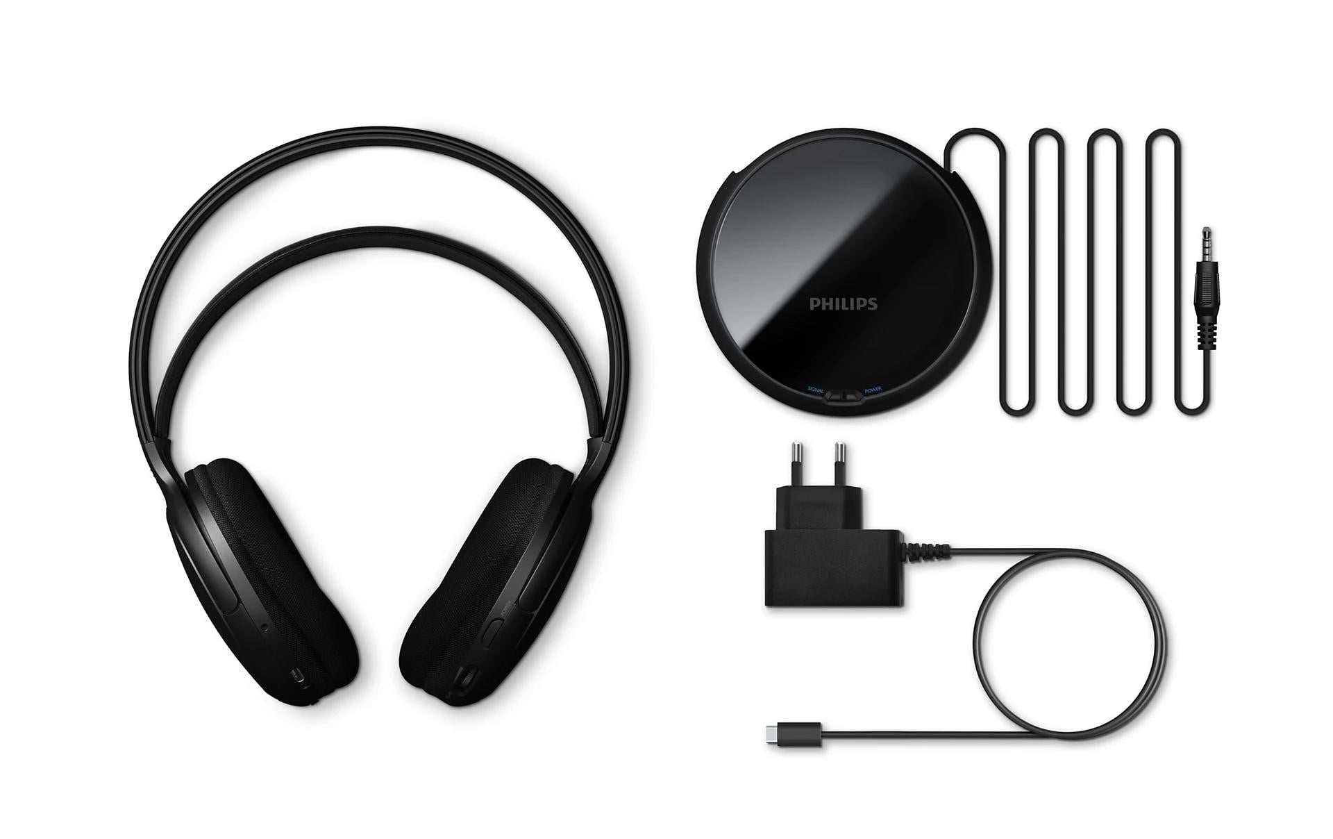 Philips SHC5200M2/12 – Over-Ear Kopfhörer – 2,4 GHz, Basis-Ladestation – Schwarz, für TV – bis 30 h