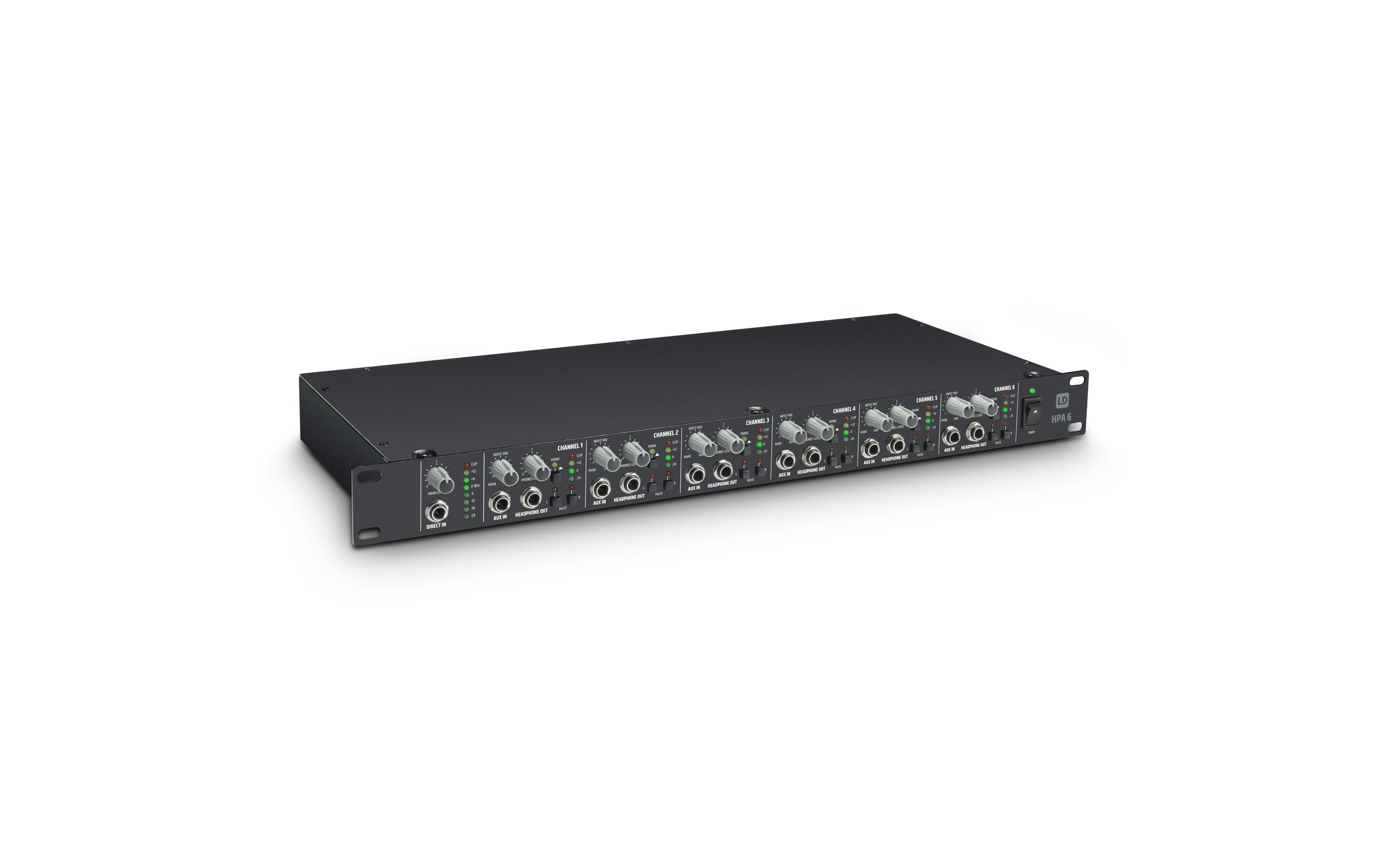 LD Systems 19 – Kopfhörerverstärker – 6 Kanal, XLR, internes Netzteil, 20–20'000 Hz
