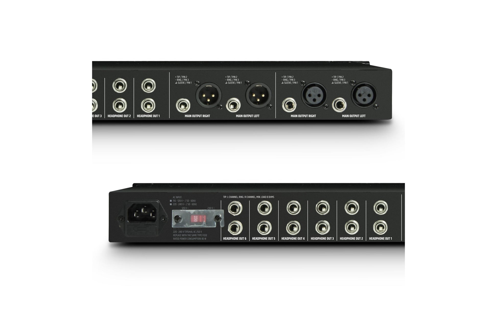 LD Systems 19 – Kopfhörerverstärker – 6 Kanal, XLR, internes Netzteil, 20–20'000 Hz