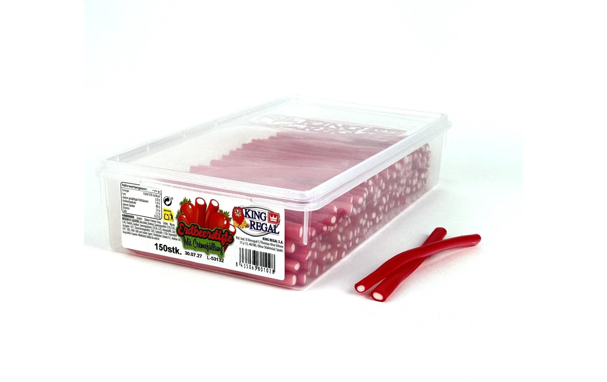 King Regal Erdbeerstifte Gummibonbons – mit Cremefüllung – 1,1 kg