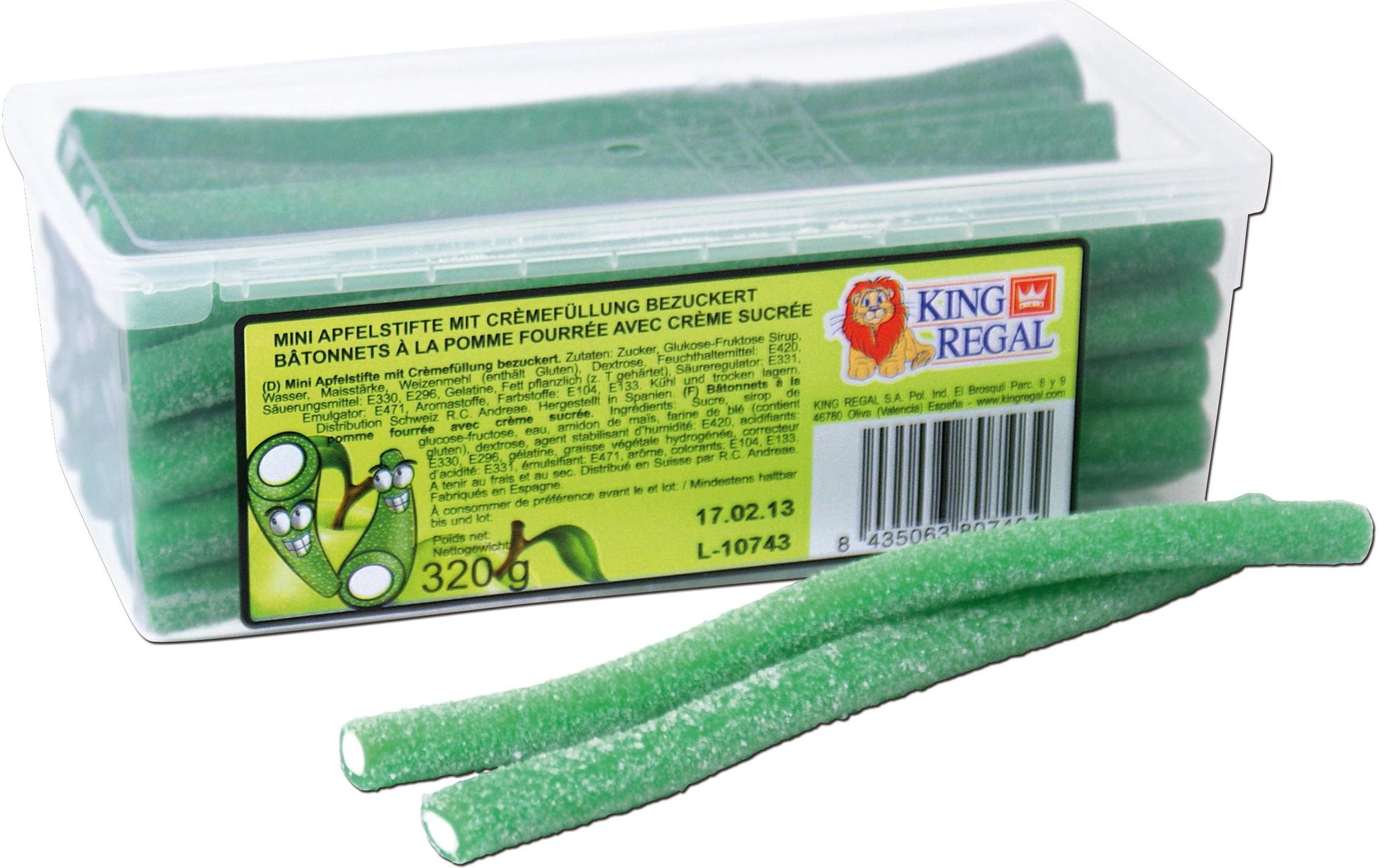King Regal Mini Apfelstifte Gummibonbons – bezuckert – 320 g