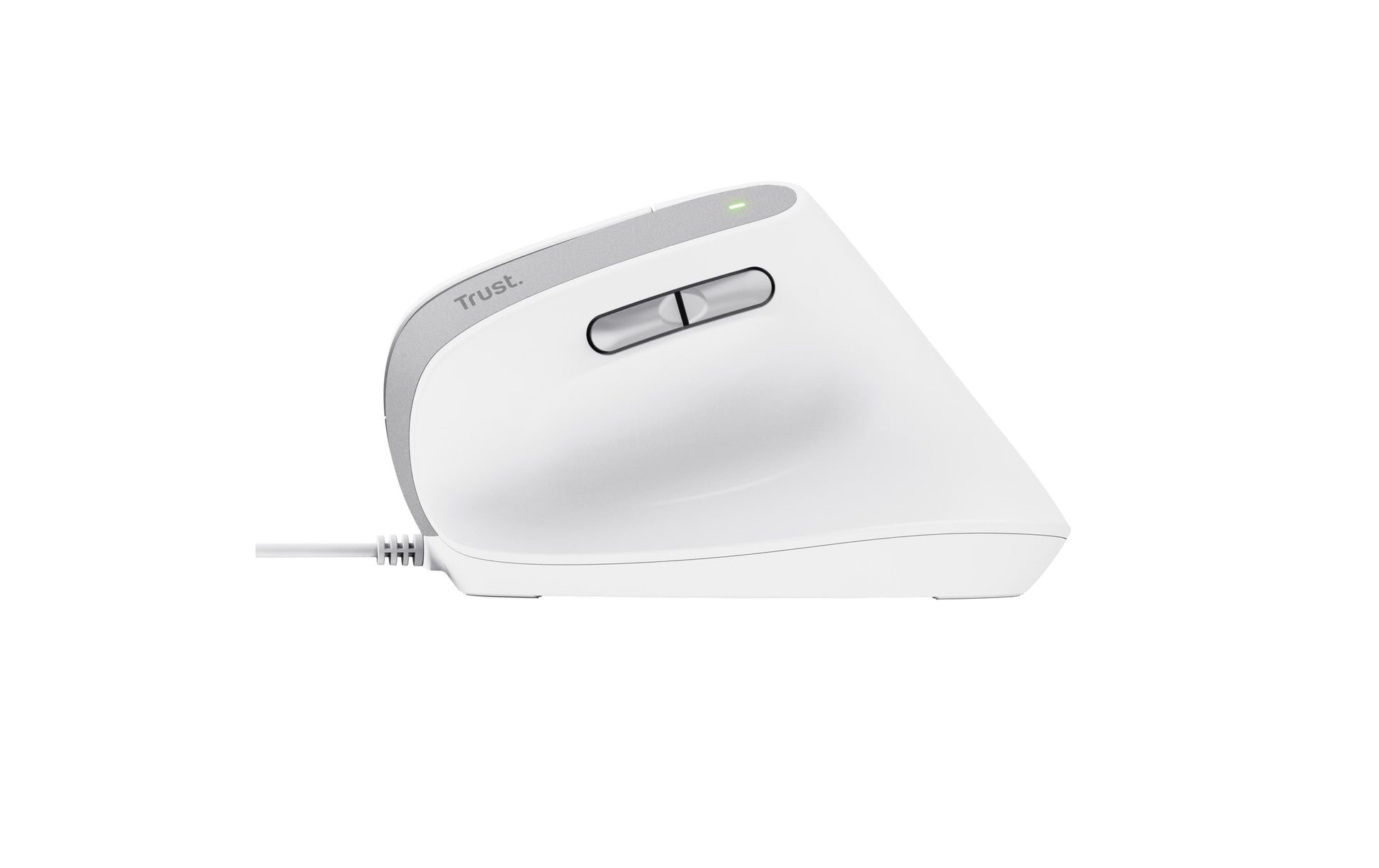 Trust Bayo II Ergonomische Maus – kabelgebunden, für Rechtshänder, Daumentaste, aus recyceltem Material, weiss