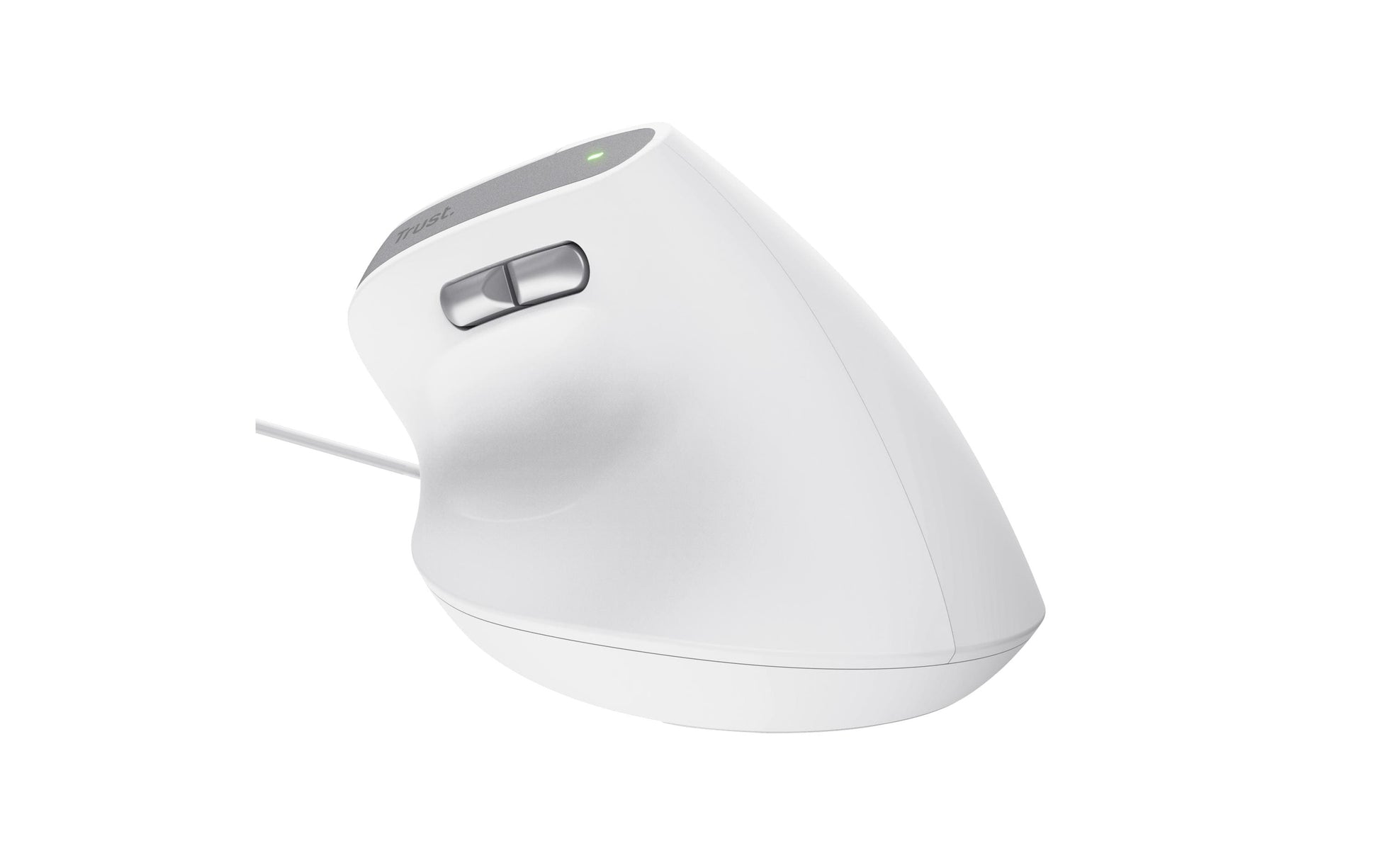 Trust Bayo II Ergonomische Maus – kabelgebunden, für Rechtshänder, Daumentaste, aus recyceltem Material, weiss