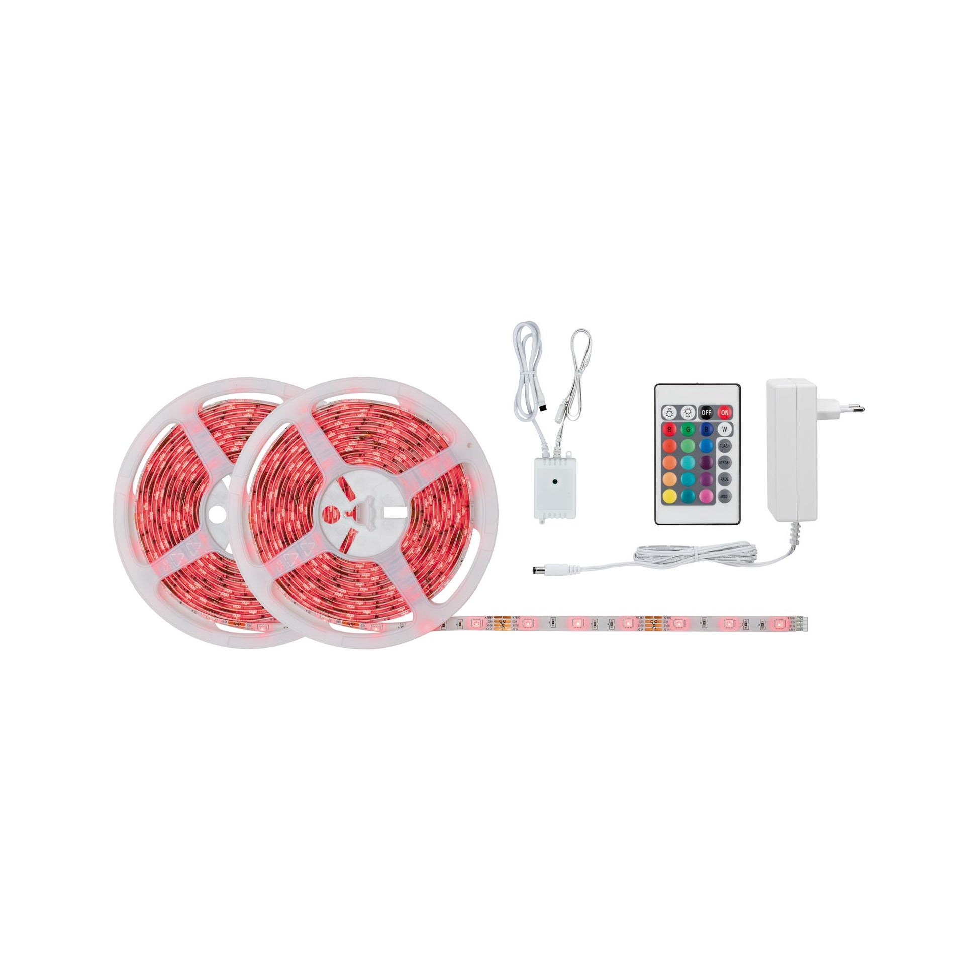 Paulmann LED-Strip – 10 m, 1010 lm, 28 W, RGB, dimmbar, weiss, Netzteil, Fernbedienung