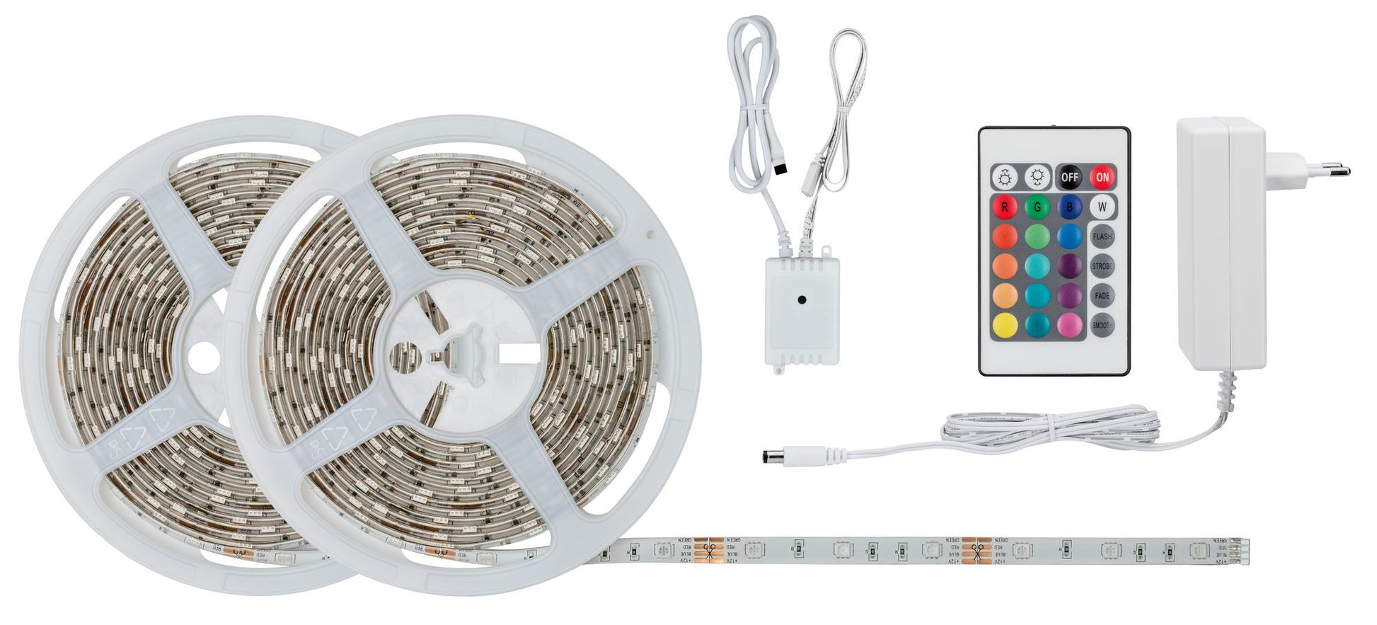 Paulmann LED-Strip – 10 m, 1010 lm, 28 W, RGB, dimmbar, weiss, Netzteil, Fernbedienung