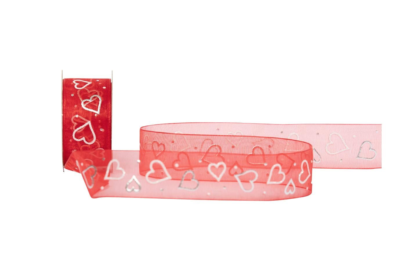 Spyk Geschenkband Passion Herz Organzaband Rot – 25 mm × 3 m – 5 Stk.