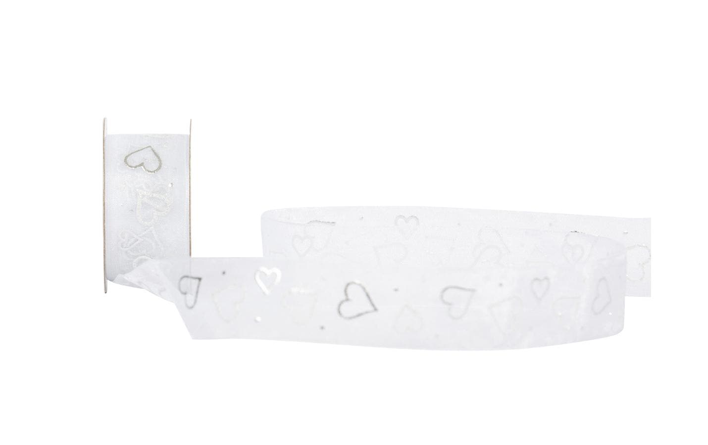 Spyk Geschenkband Passion Herz Organzaband Weiss – 25 mm × 3 m – 5 Stk.