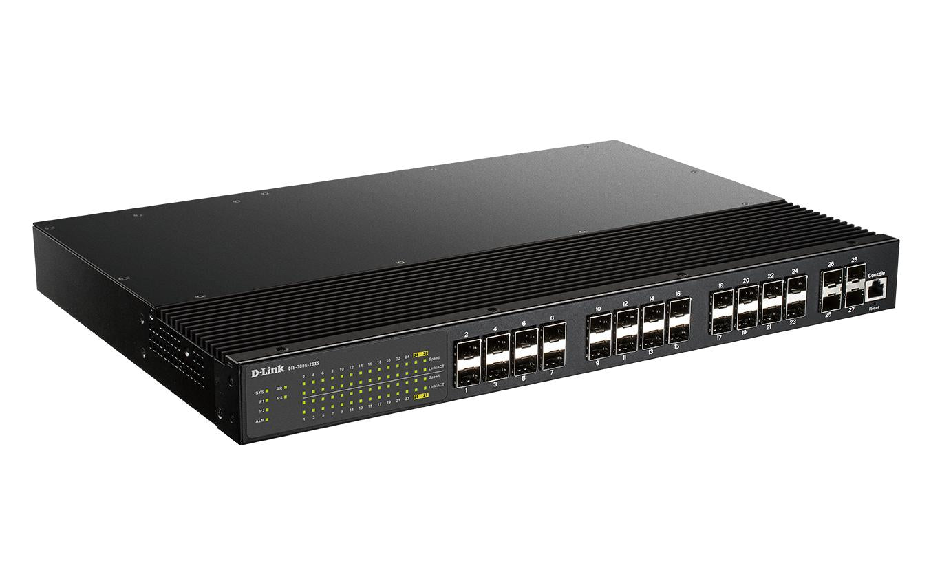 D-Link DIS-700G-28XS – Managed Switch – 24×1G SFP, 4×10G SFP+, L2+, 19" Rack, 1U