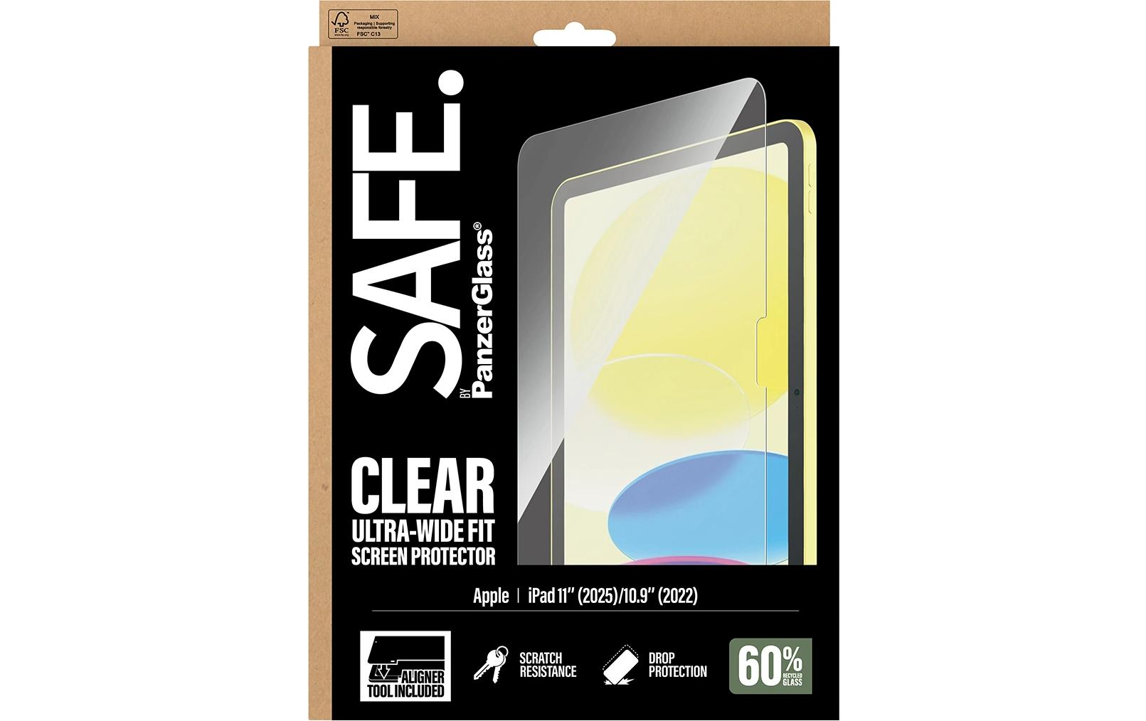PanzerGlass SAFE. Displayschutz – für Apple iPad 11" (2025), iPad 10,9" (2022), Stossschutz, Gehärtetes Glas