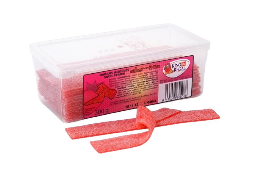 King Regal Mini Sour Strips Gummibonbons – Erdbeere – 300 g