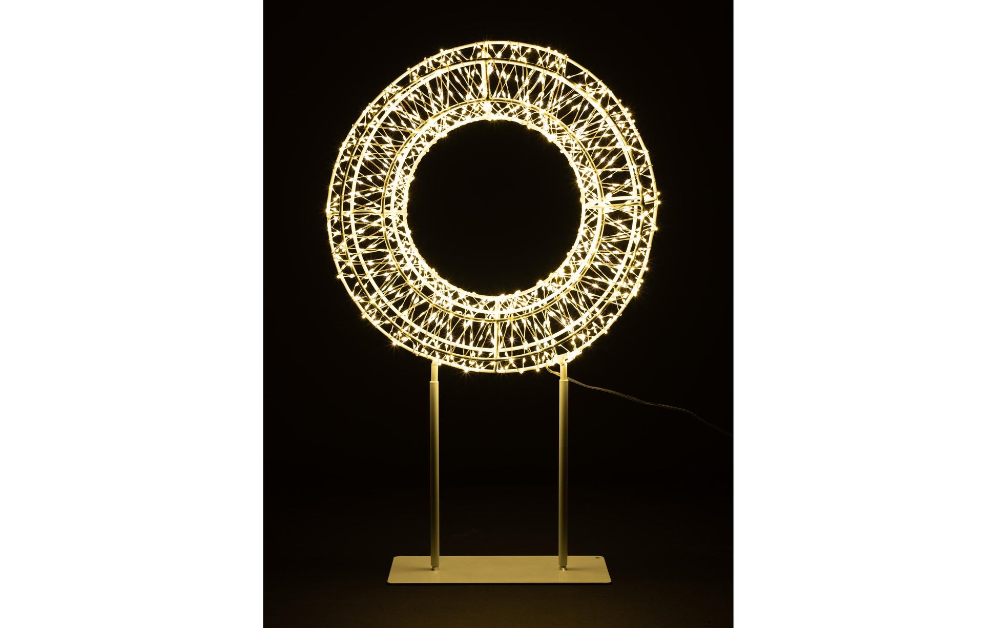 Cocon Dekorative Aussenleuchte (Ring) 3D Metallring 1200L – Ø 30 cm – Warmweiss – Netzbetrieb – Weiss