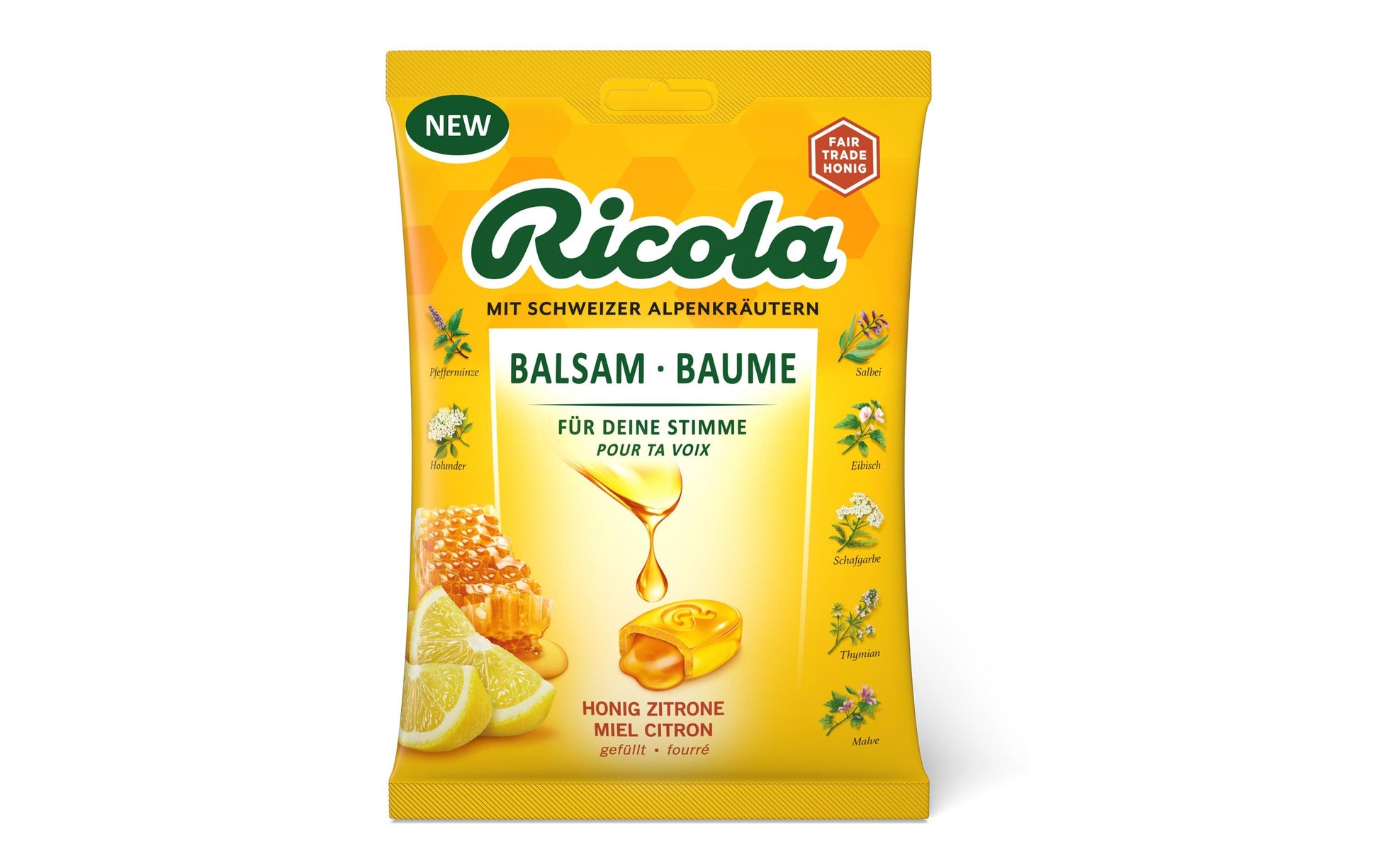 Ricola Balsam Lutschbonbons – Honig & Zitrone, glutenfrei – 68 g