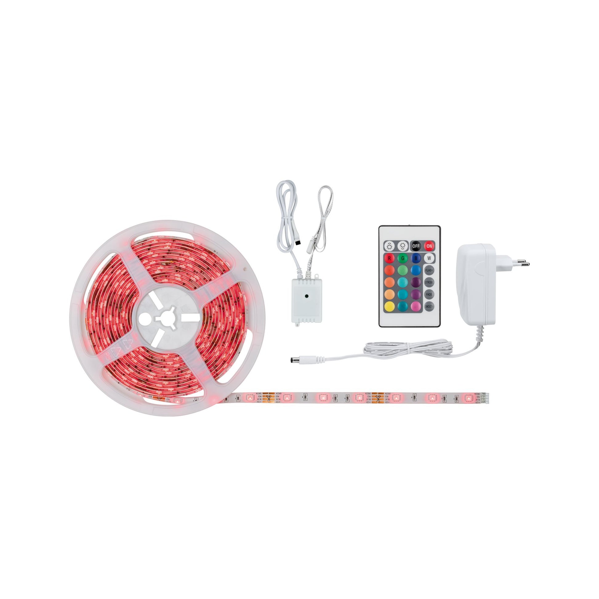 Paulmann LED-Strip – Set, 5 m, 505 lm, 20 W, RGB, dimmbar, Fernbedienung, inkl. Netzteil, weiss