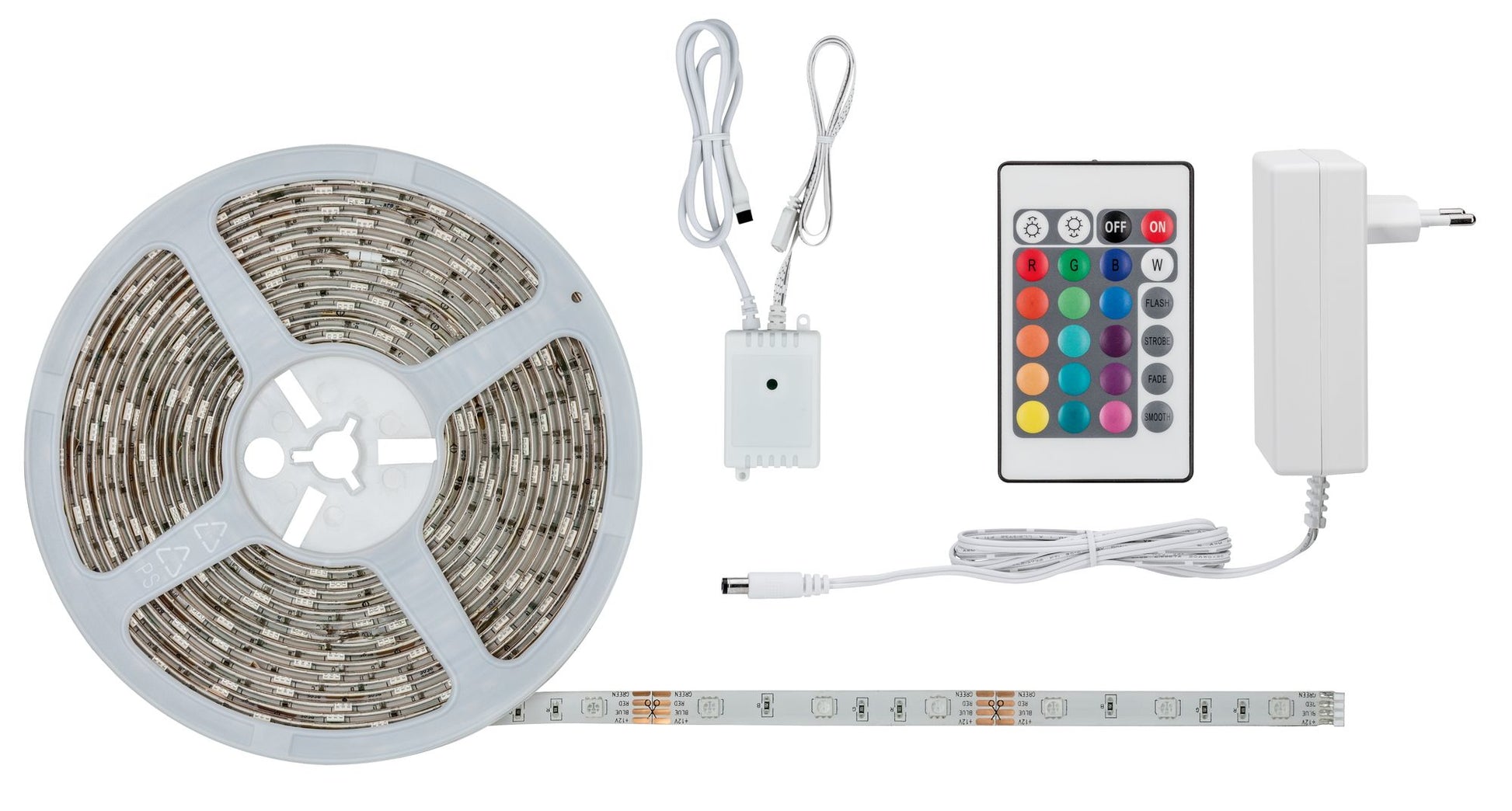 Paulmann LED-Strip SimpLED – 7,5 m, 760 lm, 26 W, RGB, dimmbar, mit Fernbedienung, weiss