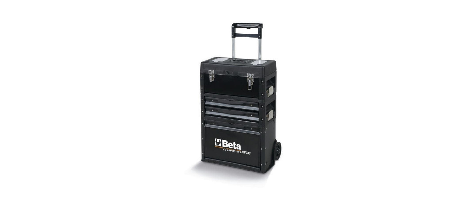 Beta BW 4300E/21 Werkzeugkoffer – bestückt, 212-teilig, mit Rollen, mit Griff, 4 Fächer, schwarz