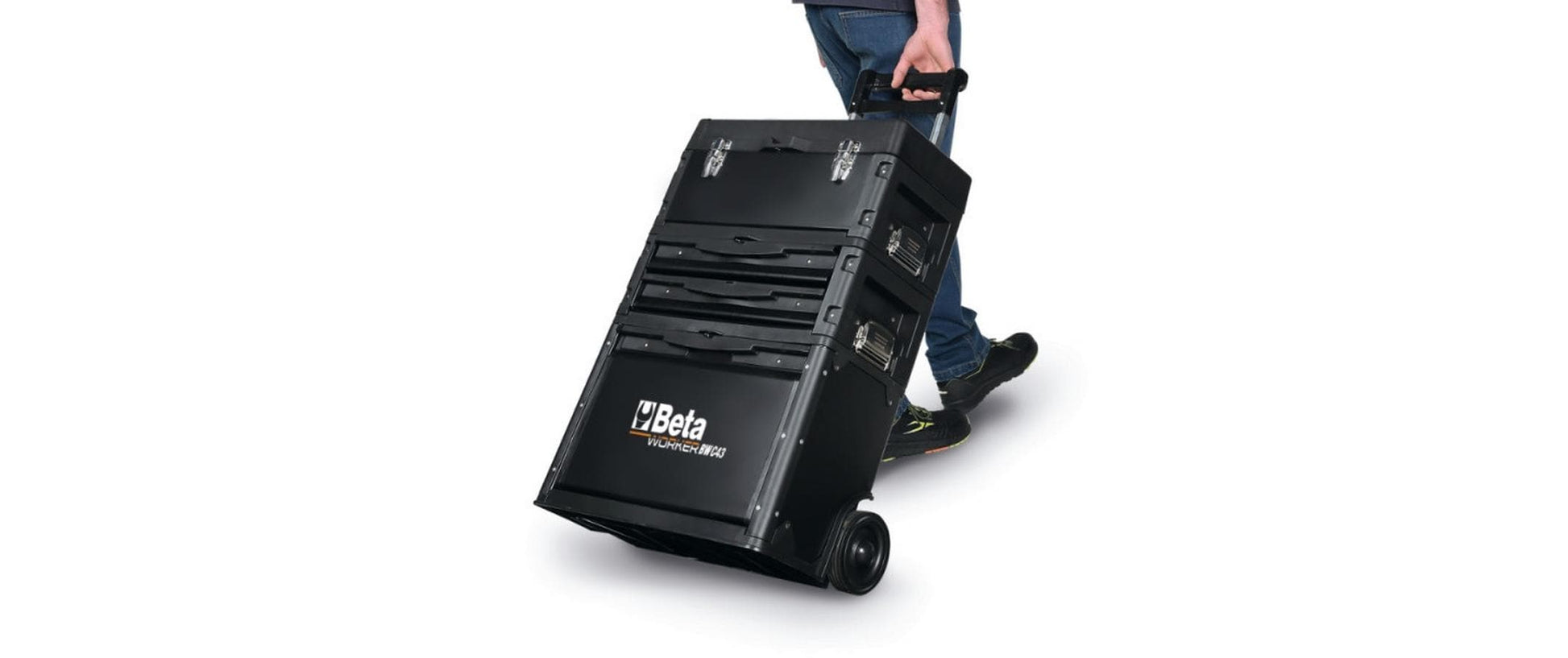 Beta BW 4300E/21 Werkzeugkoffer – bestückt, 212-teilig, mit Rollen, mit Griff, 4 Fächer, schwarz