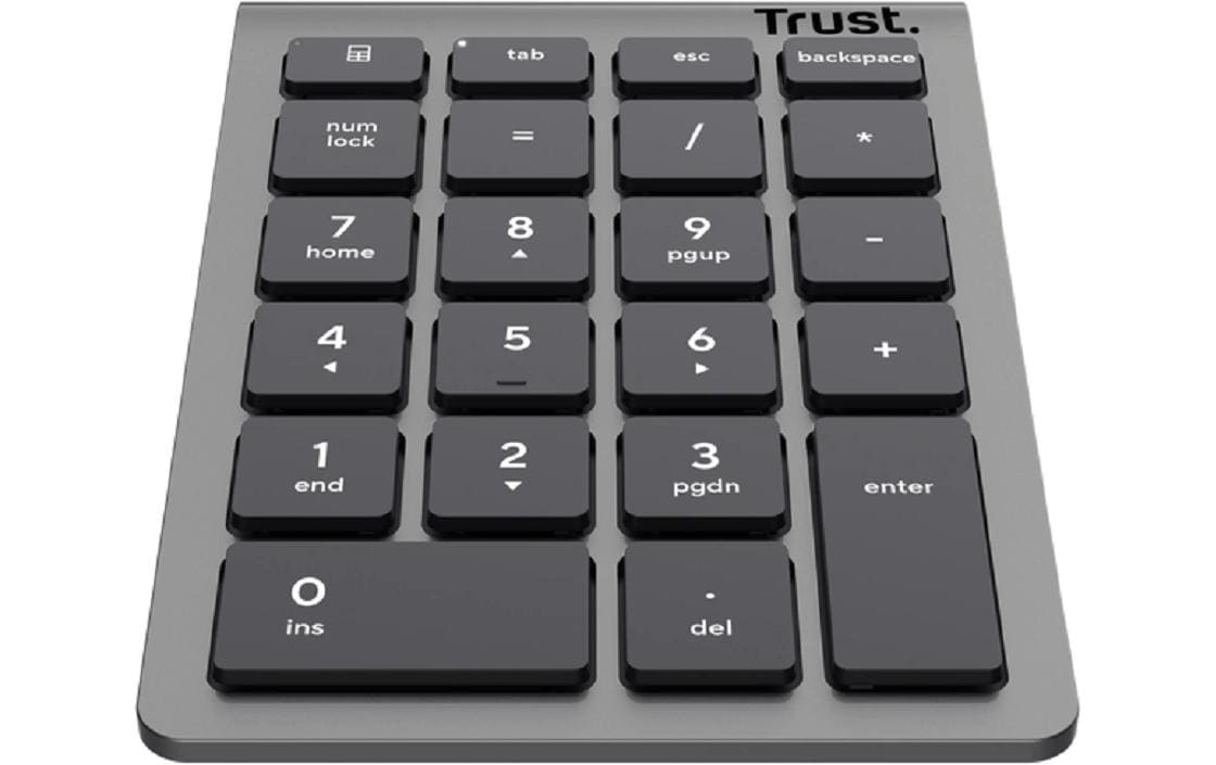Trust Xalas – Tastatur, kabellos (2,4 GHz), Ziffernblock, Scissor, Silber – für Windows & macOS