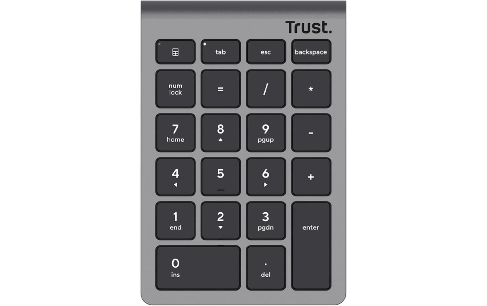 Trust Xalas – Tastatur, kabellos (2,4 GHz), Ziffernblock, Scissor, Silber – für Windows & macOS