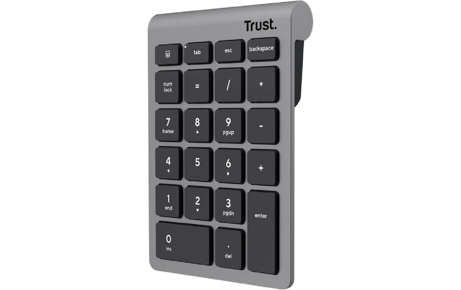 Trust Xalas – Tastatur, kabellos (2,4 GHz), Ziffernblock, Scissor, Silber – für Windows & macOS