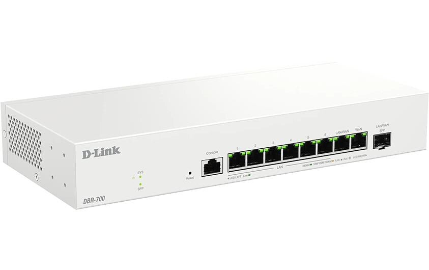 D-Link DBR-700 – VPN-Router – 6×2.5G LAN, 1×2.5G SFP, 1×WAN, Multi-WAN, 100×IPsec, rackfähig