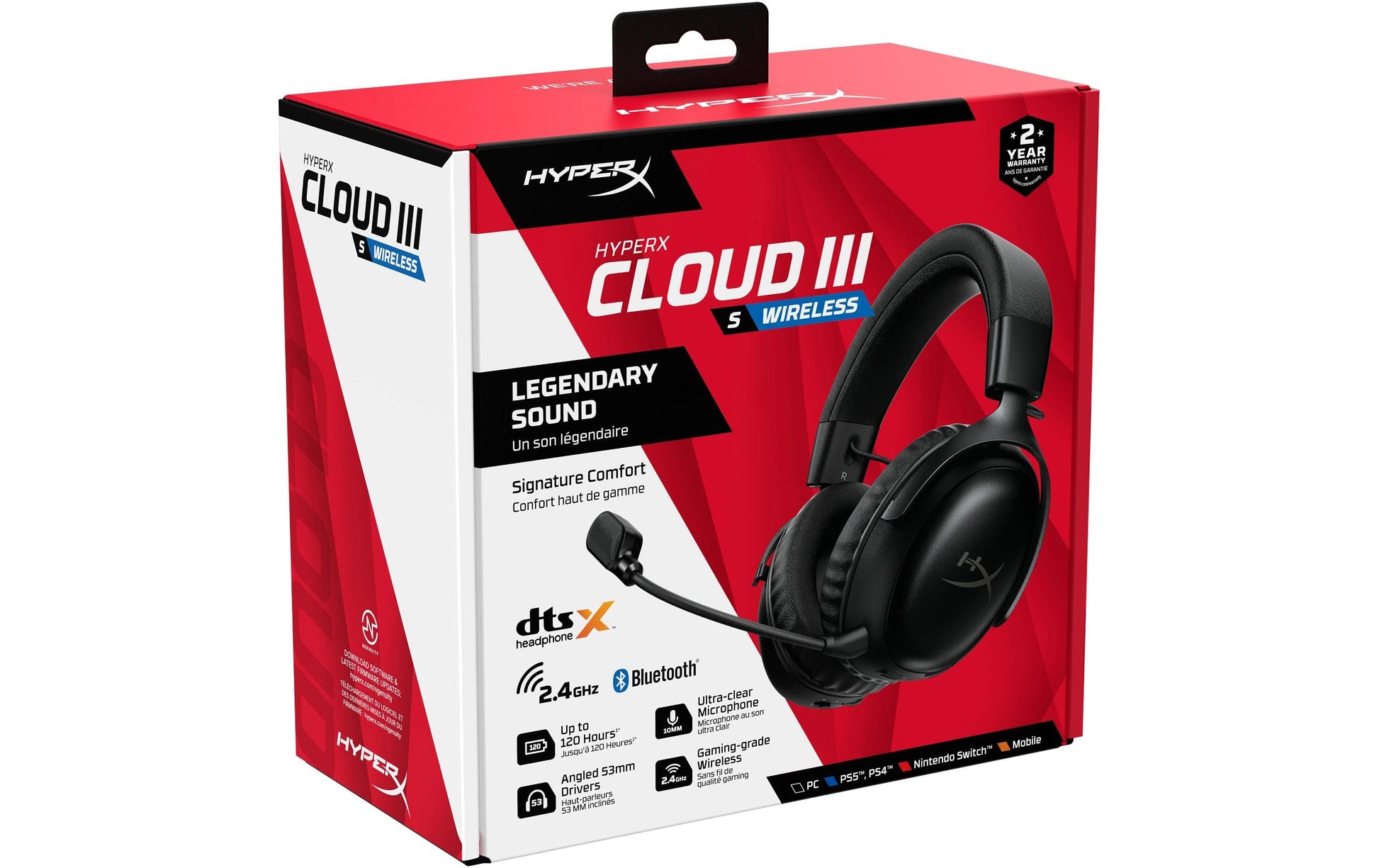 HyperX Cloud III S – Over-Ear Headset – USB-A, Surround-Sound, abnehmbares Mikrofon – schwarz – für Mac