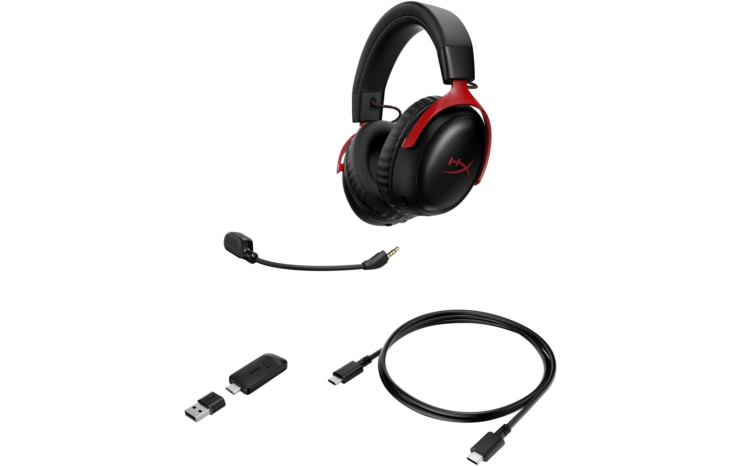 HyperX Cloud III S – Gaming-Headset (Over-Ear), Surround-Sound – Schwarz/Rot – für PS4
