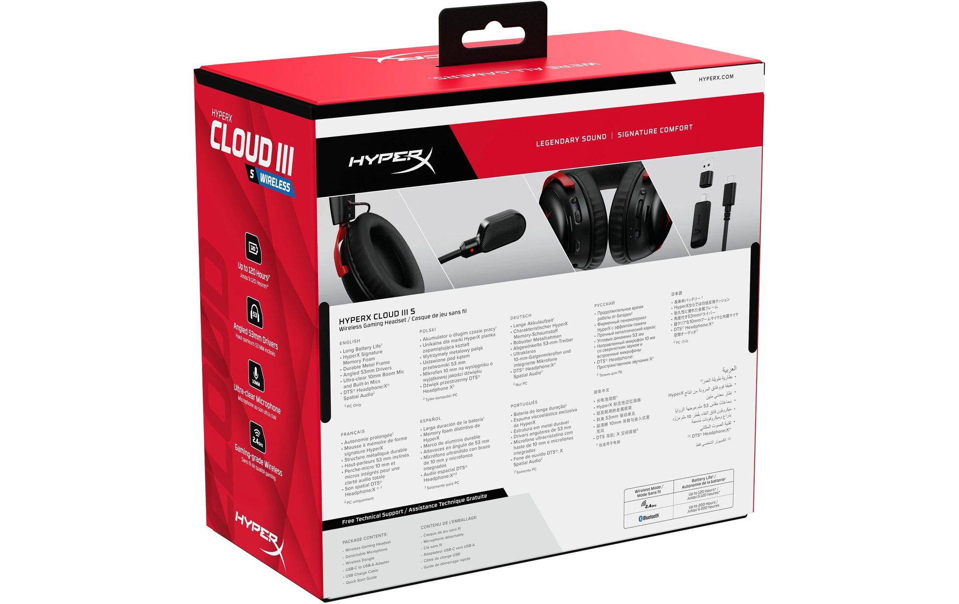 HyperX Cloud III S – Gaming-Headset (Over-Ear), Surround-Sound – Schwarz/Rot – für PS4