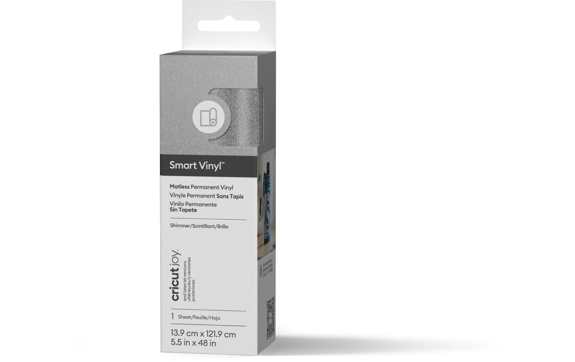 Cricut Vinylfolie Joy permanent beschreibbar Silber – 13,9 × 121,9 cm – 1 Rolle