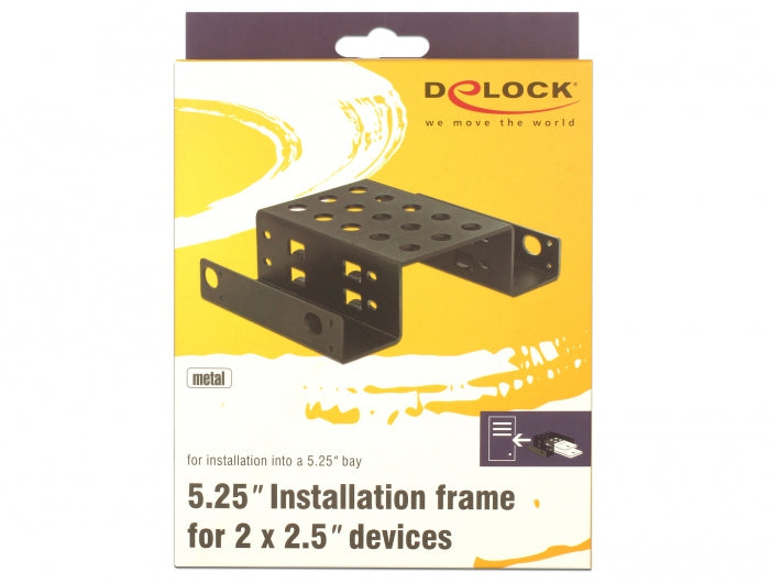 Delock 18270 Einbaurahmen 2× 2,5" in 5,25" Schacht, Schwarz, Metall