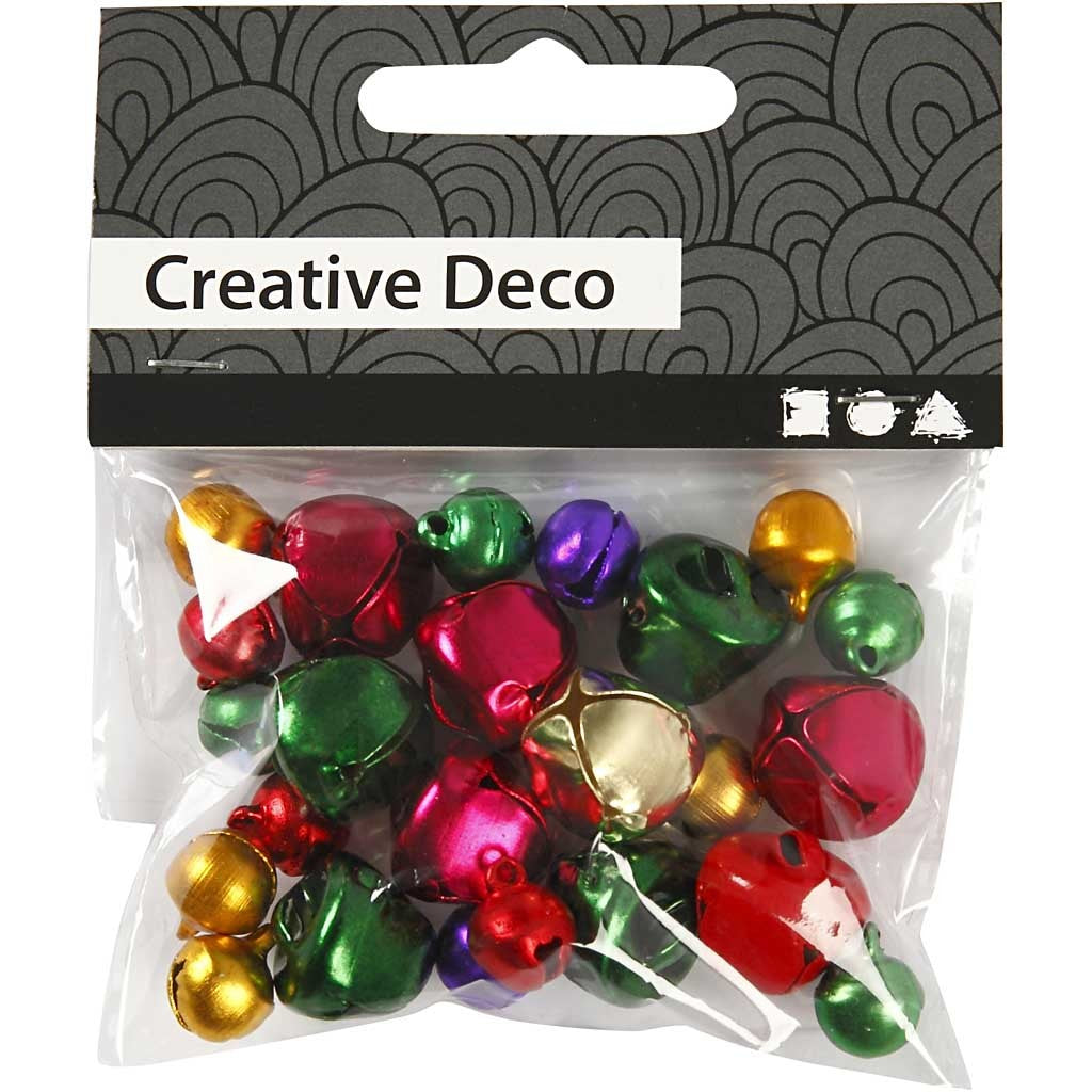 Creativ Company Glöckchen, Ø 10/14 mm, mehrfarbig, 24 Stk