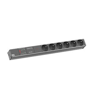 Bachmann Rack-PDU Basic 19" 1U, einphasig 3,68 kW, 6×UTE, Eingang Schutzkontaktwinkelstecker, 2 m – grau