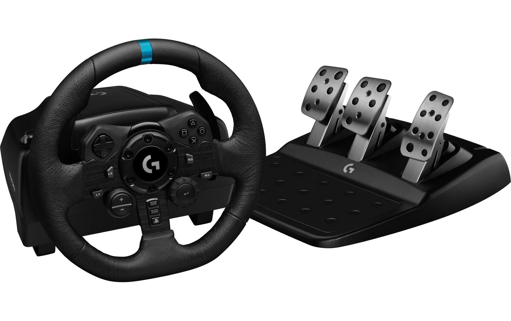 Logitech G G923 – Lenkrad + Pedale – USB (kabelgebunden), Force-Feedback, 900°, Schwarz – für PC, PS4 & PS5