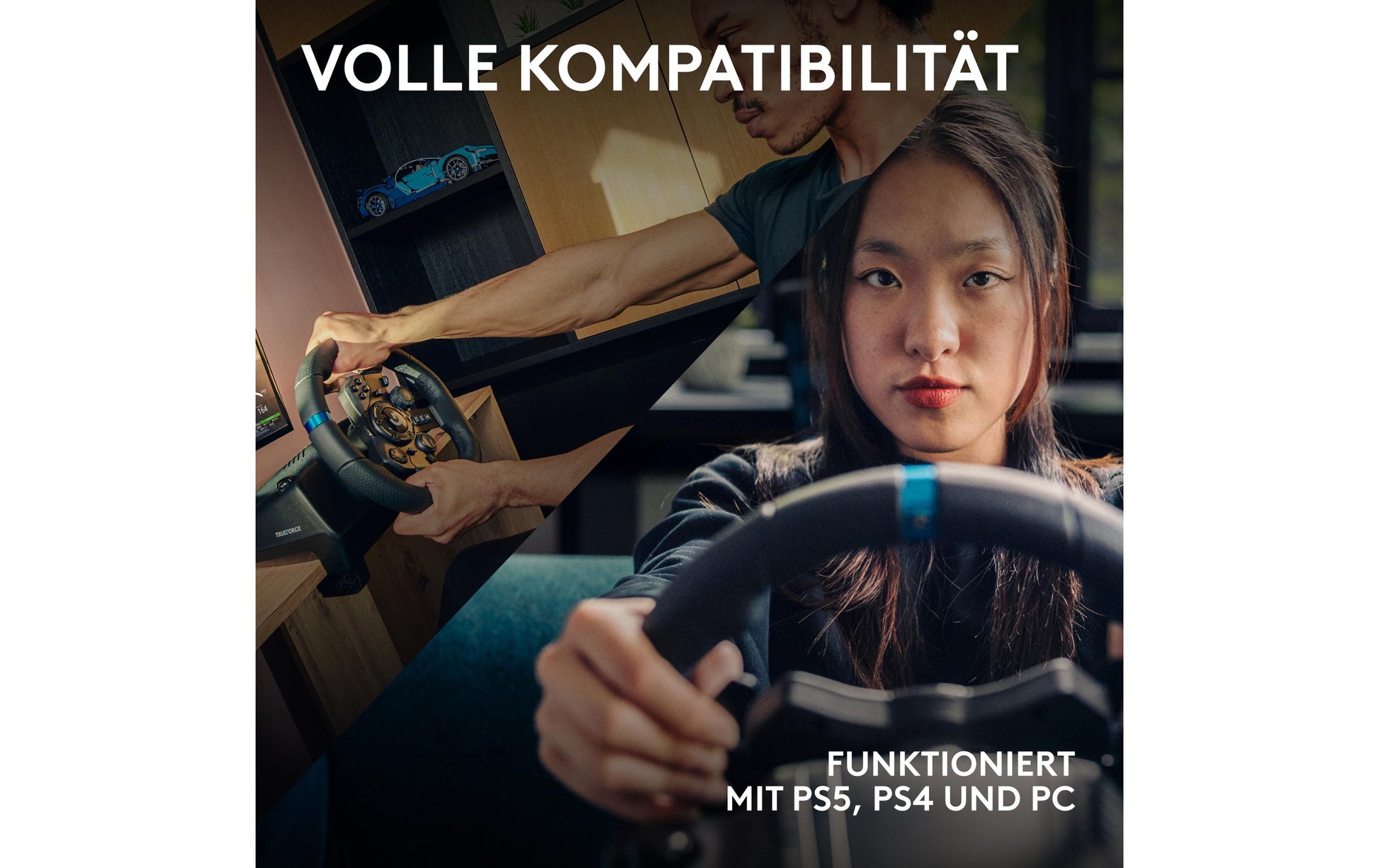 Logitech G G923 – Lenkrad + Pedale – USB (kabelgebunden), Force-Feedback, 900°, Schwarz – für PC, PS4 & PS5