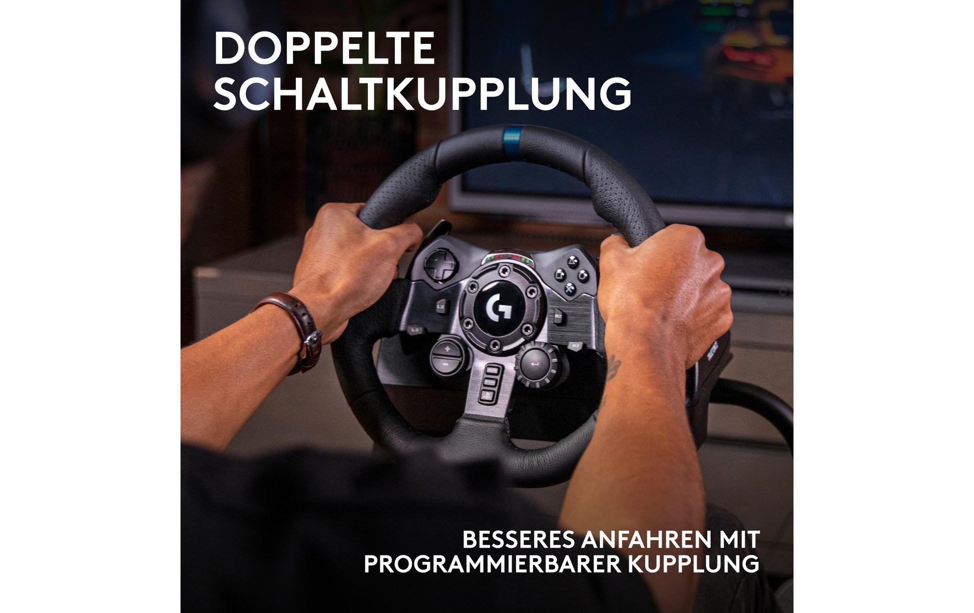 Logitech G G923 – Lenkrad + Pedale – USB (kabelgebunden), Force-Feedback, 900°, Schwarz – für PC, PS4 & PS5