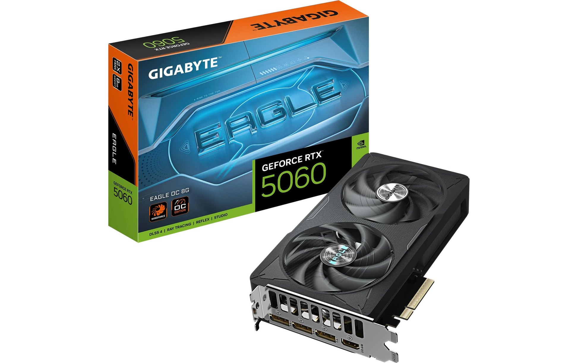 GIGABYTE GeForce RTX 5060 EAGLE OC 8G – PCIe Grafikkarte – 8 GB GDDR7, 3×DisplayPort, 1×HDMI, TDP 109 W