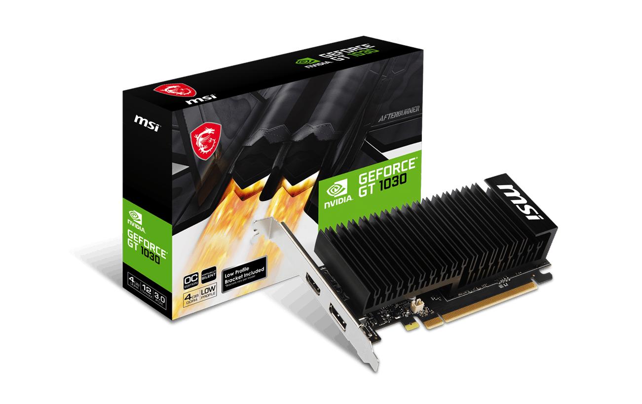 MSI GeForce GT 1030 4GHD4 LP OC – PCIe Grafikkarte – 1×HDMI, 1×DisplayPort, PCIe 3.0, 20 W