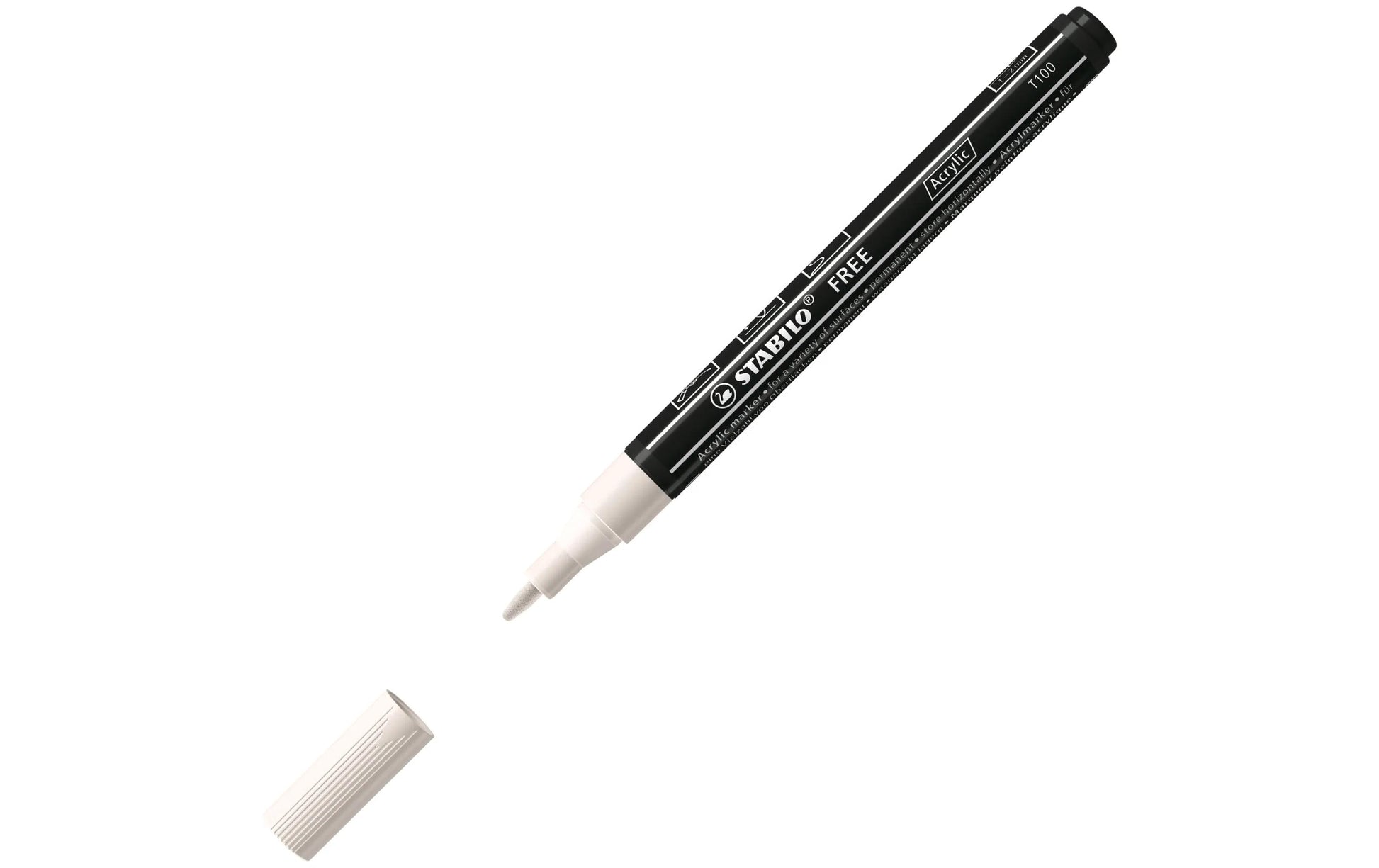 STABILO FREE Acrylmarker – 1–2,5 mm – weiss – 3er-Set