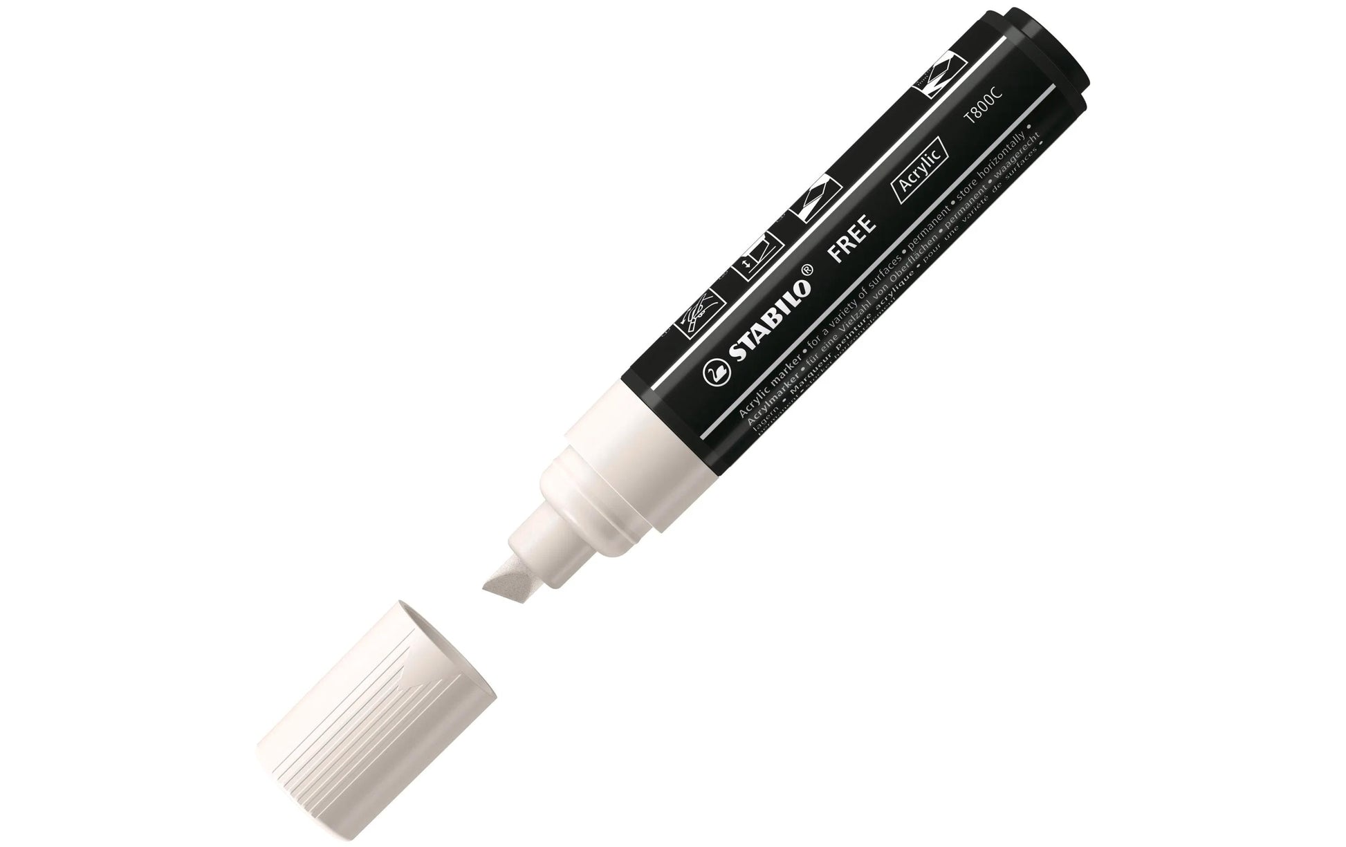 STABILO FREE Acrylmarker – 1–2,5 mm – weiss – 3er-Set