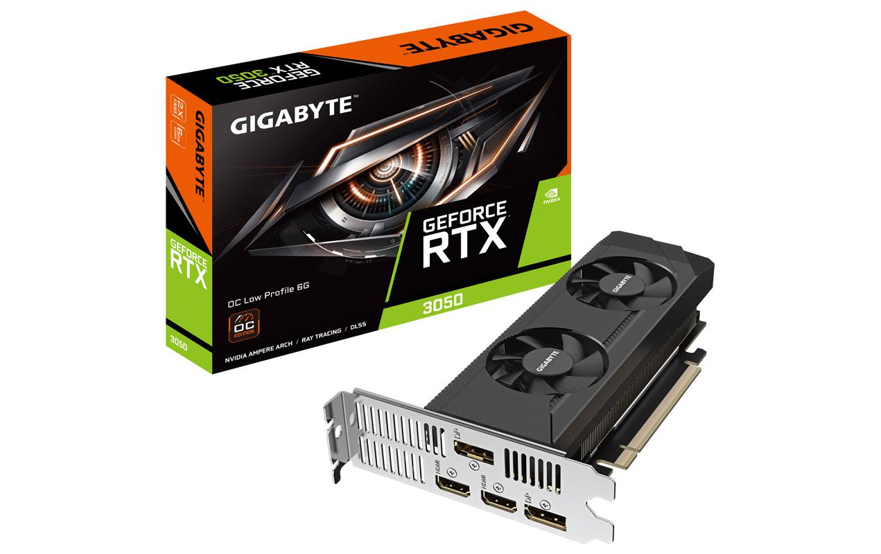 GIGABYTE GeForce RTX 3050 OC Low Profile 6G – PCIe Grafikkarte – 2×DP, 2×HDMI, PCIe 4.0
