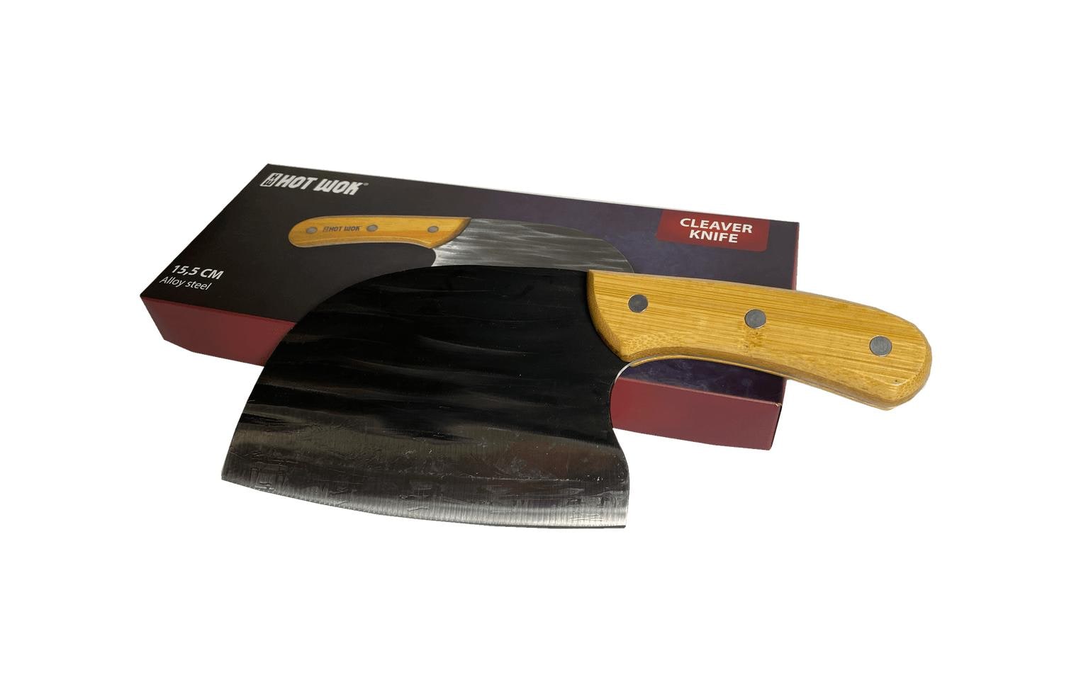 Hot Wok Hackmesser 15,5 cm, Edelstahl, Bambusgriff