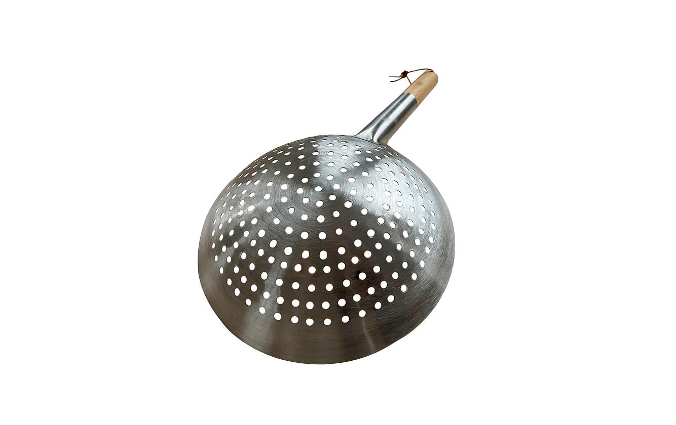 Hot Wok Sieb Ø 26 × 11,5 cm, Edelstahl/Holz, Silber