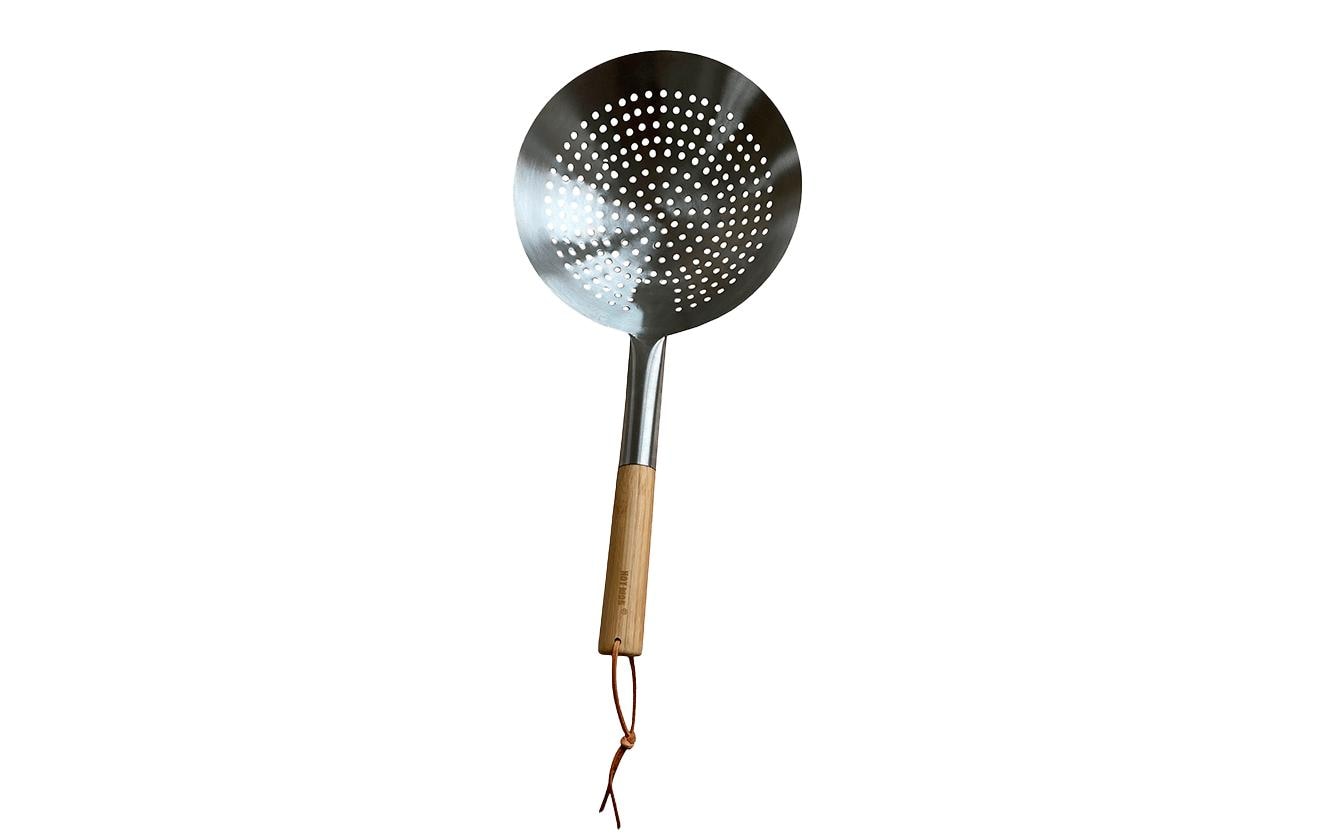 Hot Wok Sieb Ø 26 × 11,5 cm, Edelstahl/Holz, Silber