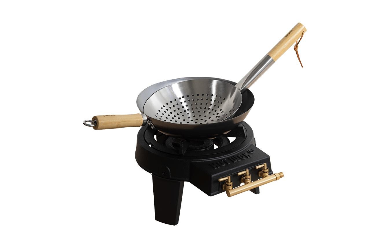 Hot Wok Sieb Ø 26 × 11,5 cm, Edelstahl/Holz, Silber