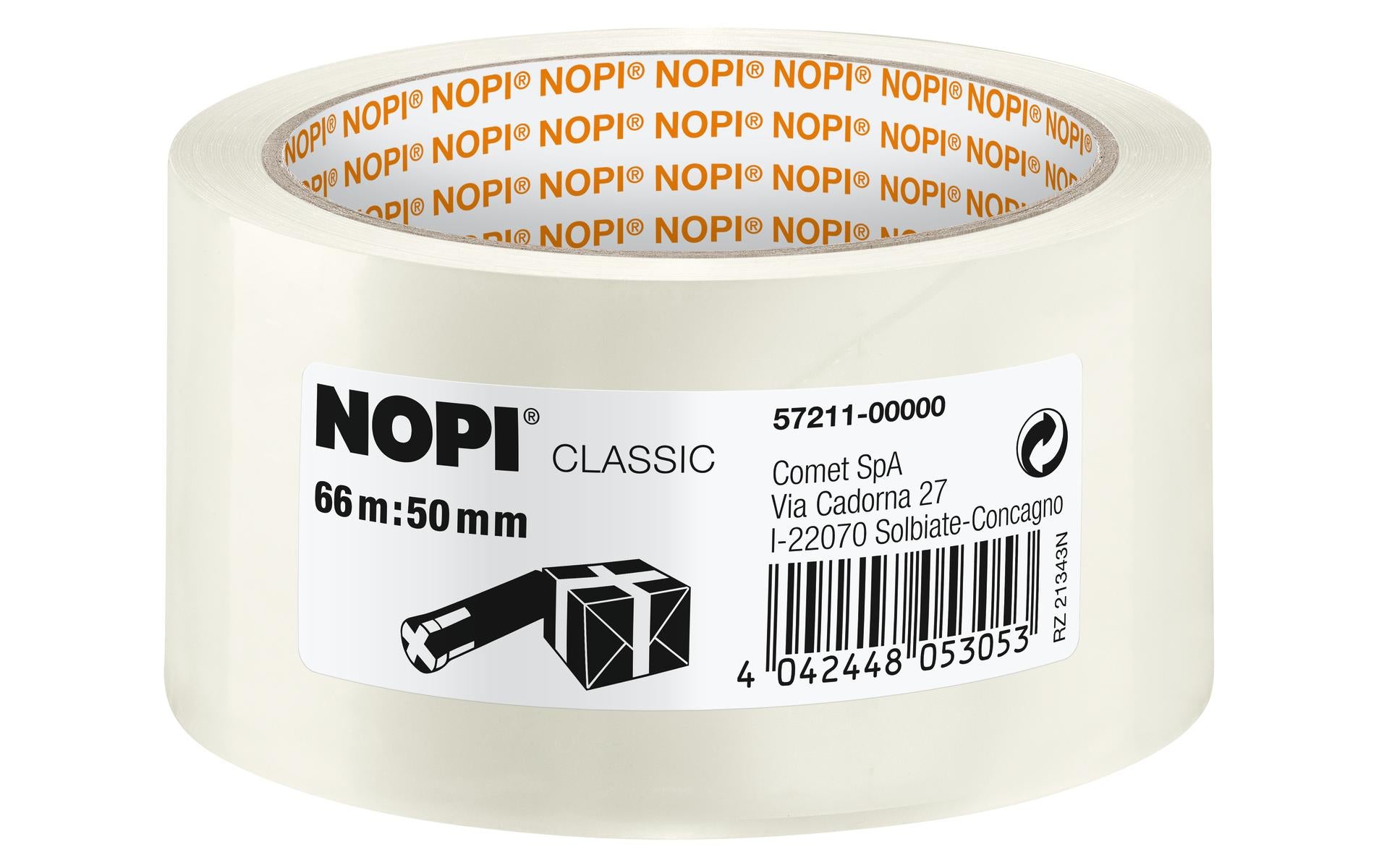 TESA Nopi Classic – Verpackungsklebeband, transparent, stark, UV-beständig, wasserfest – 50 mm × 66 m – 1 Rolle