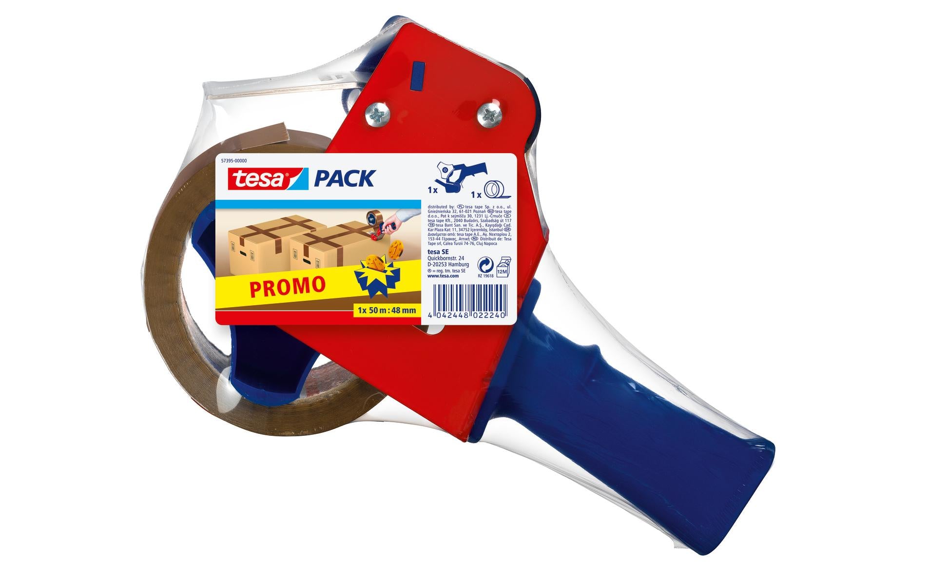 TESA Verpackungsklebeband, Rot, Stark – 48 mm × 50 m