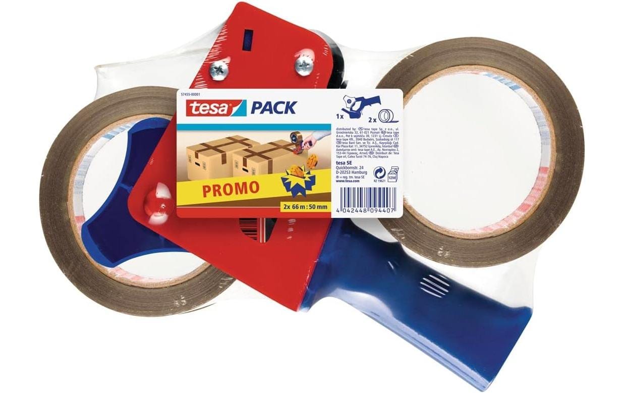 TESA Verpackungsklebeband, PP, Braun – 50 mm × 66 m – 2 Rollen