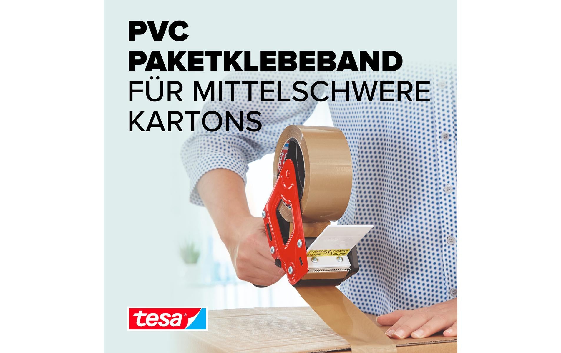 TESA 4120 – Verpackungsklebeband, PVC, Braun, von Hand einreissbar – 50 mm × 66 m – 1 Stück