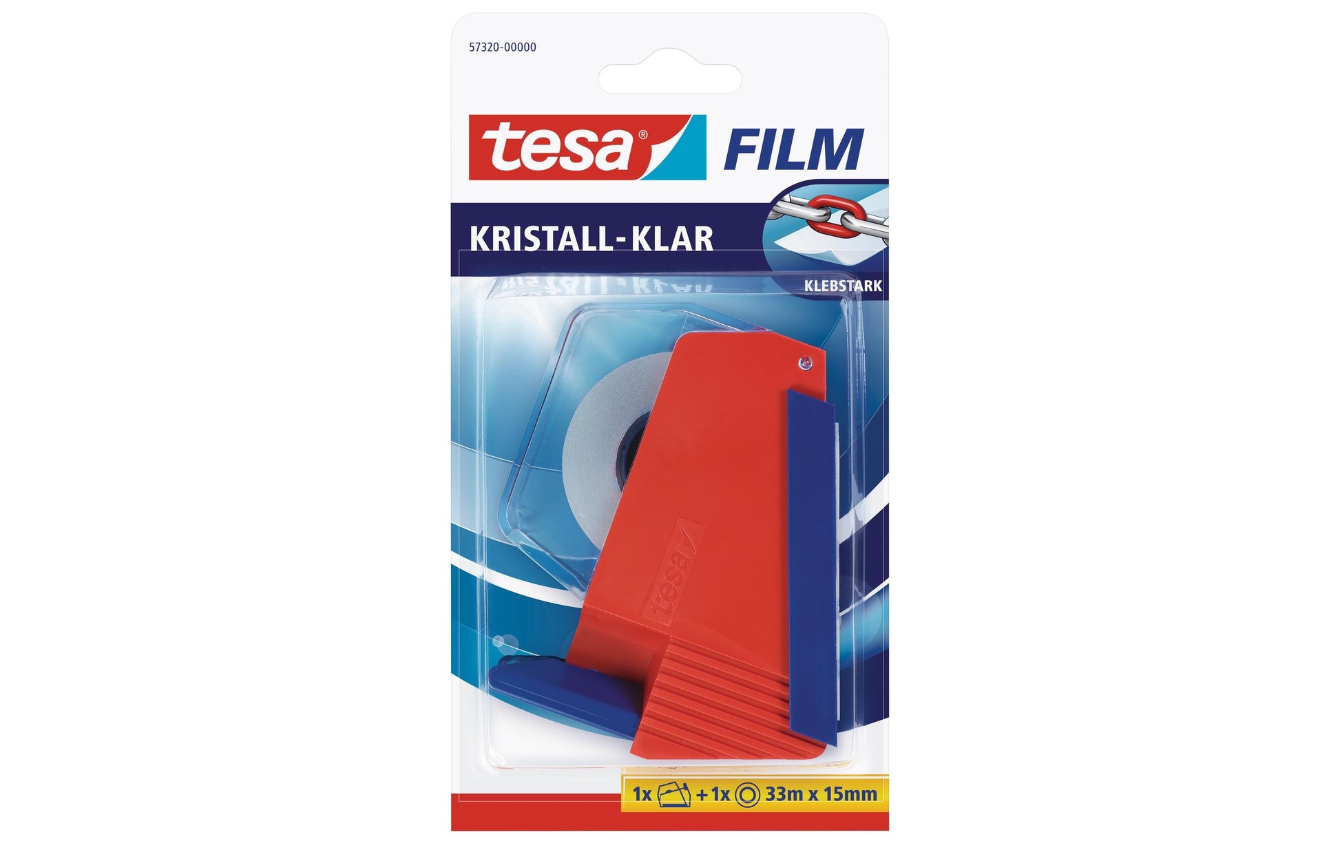 TESA Tischabroller 57320 – für Klebeband bis 15 mm × 33 m, inkl. 1 Rolle tesafilm 15 mm × 33 m