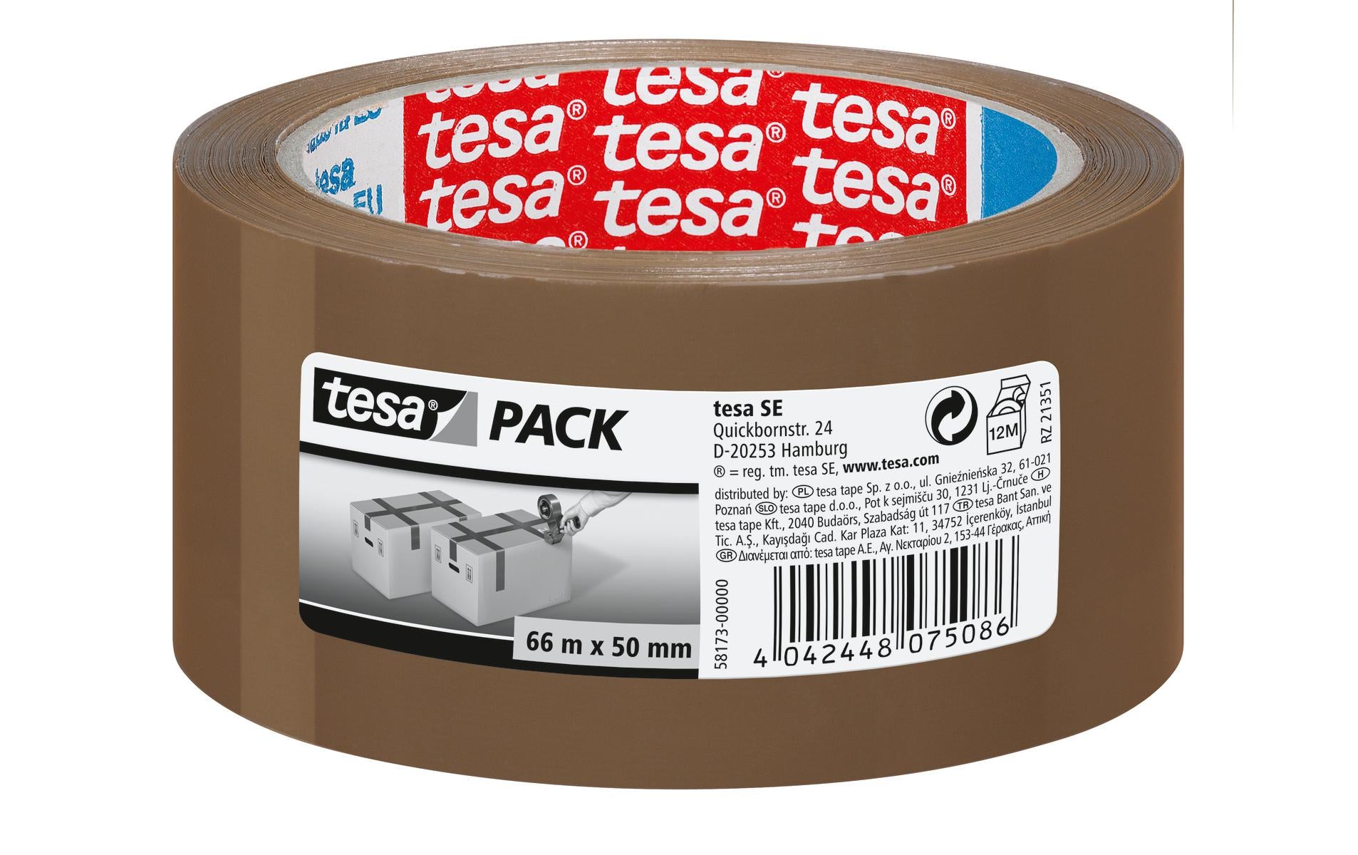 TESA Verpackungsklebeband, braun, stark – 50 mm × 66 m